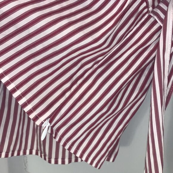 NWT Express Women's Preppy Striped Wrap Blouse Puffed Sleeves Top Red White XS - Picture 5 of 8